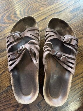 Birkenstock Granada Soft Footbed Sandals Brown Leather Women’s Size 6.5 EU 39